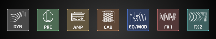 Categorías de efectos disponibles en el Hotone Pulze Mini