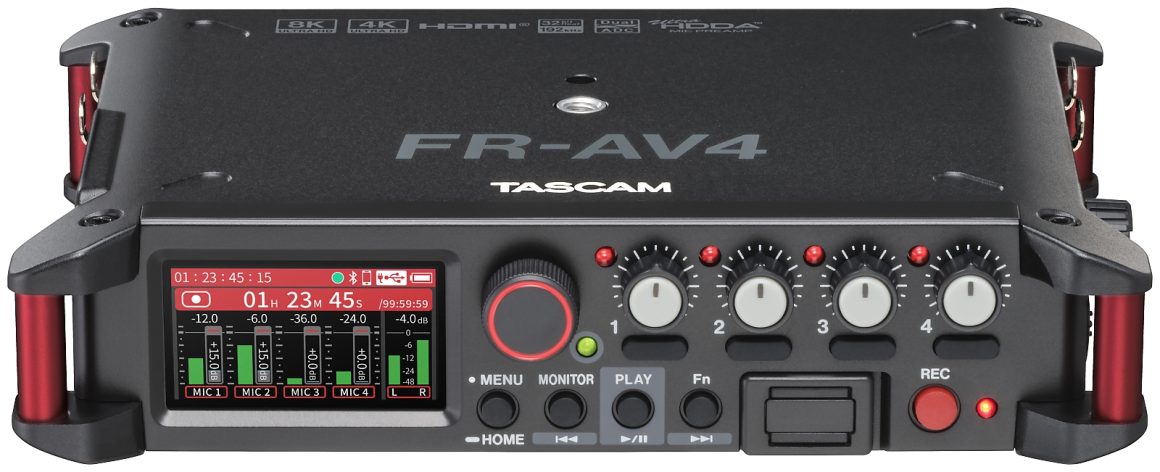 Grabador de campo TASCAM FR-AV4 con pantalla a color