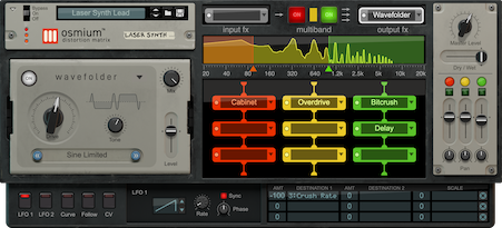 nterfaz frontal del Osmium Distortion Matrix con módulos de distorsión y matriz de efectos