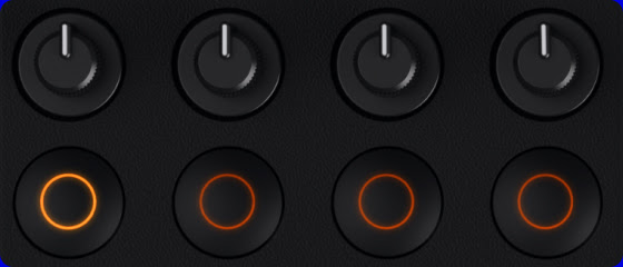 Detalle de los controles retroiluminados RGB del Traktor MX2