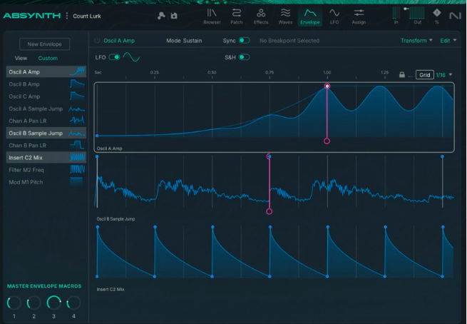absynth 6 editor de envelopes con curvas avanzadas y modulación detallada
