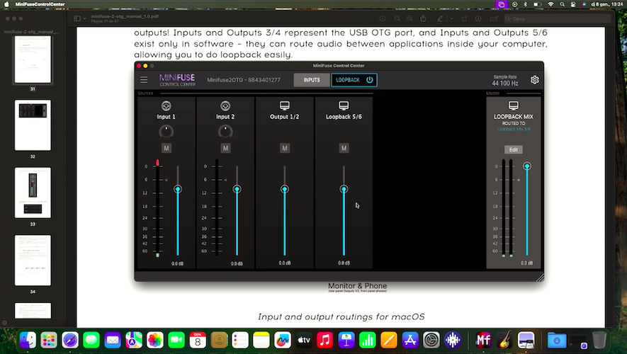 review MiniFuse 2 OTG mostrando el sistema de loopback y ruteo de señales en el Control Center