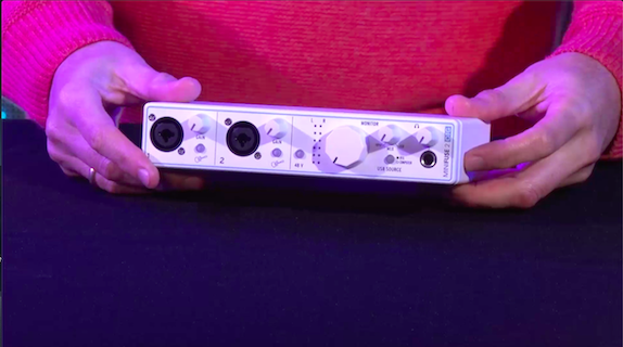 review MiniFuse 2 OTG mostrando el panel frontal con previos, ganancia, phantom y control USB Source