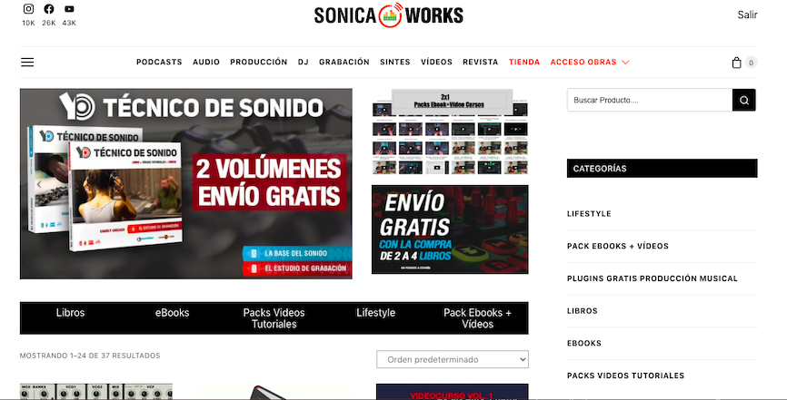 sonicaWorks tienda con libros, ebooks y packs formativos para producción musical, DJ y técnico de sonido