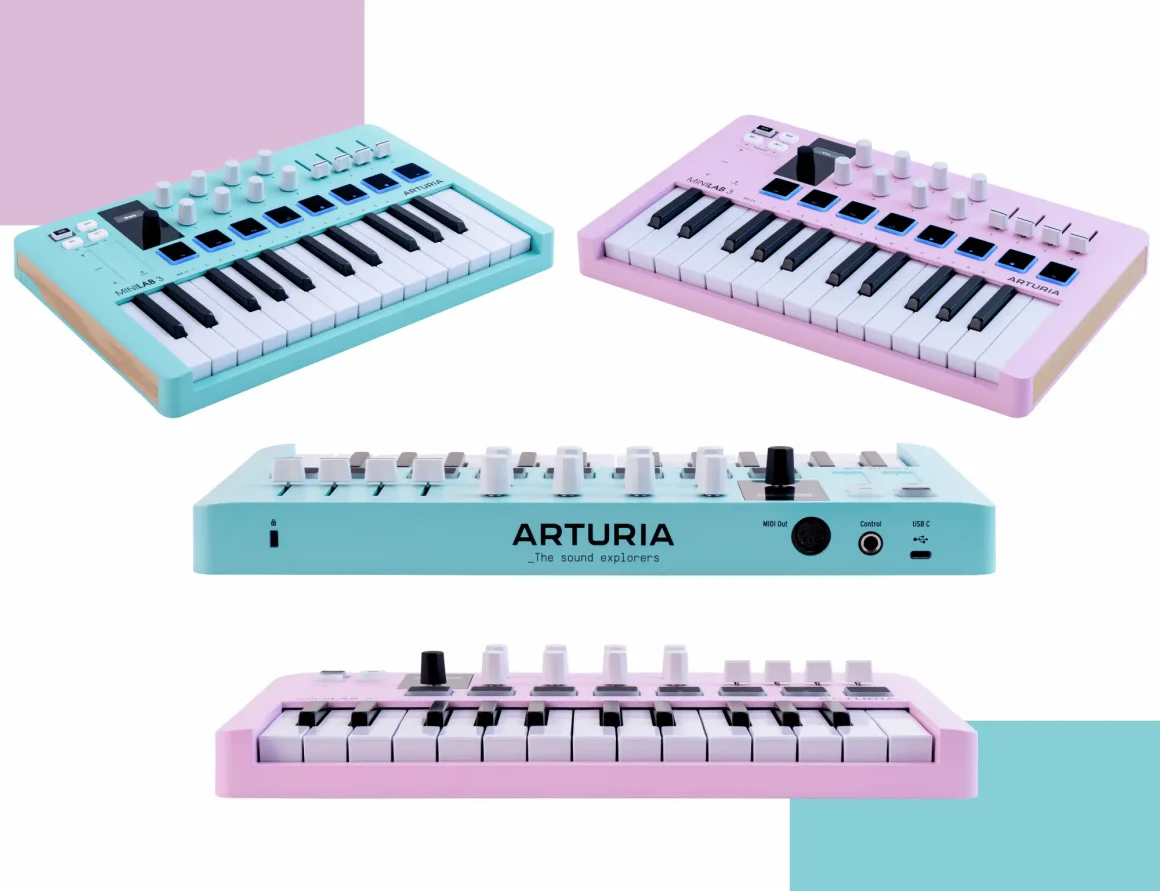 Arturia MiniLab 3 Rose Quartz y Aquamarine: dos nuevas ediciones que siguen ampliando la familia del popular controlador MIDI 2 Arturia MiniLab 3 Rose Quartz Aquamarine detalles controlador MIDI conexiones y diseño