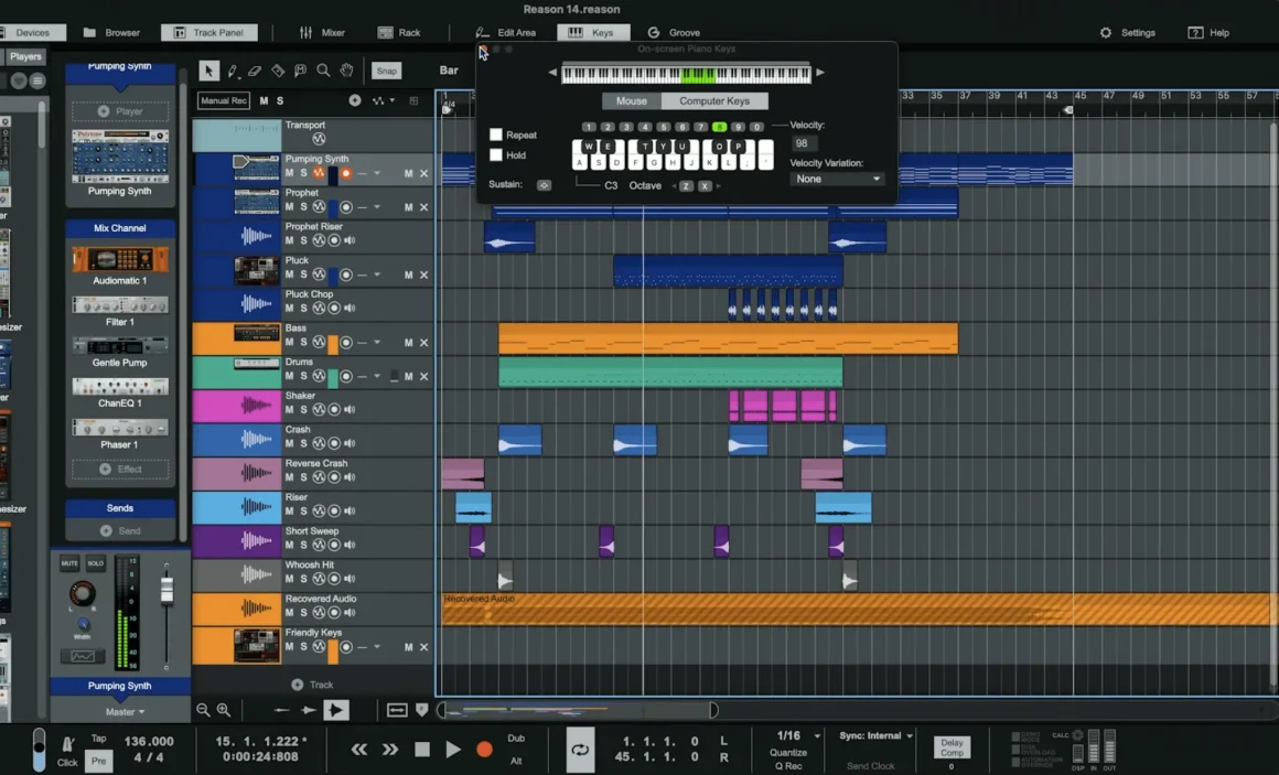 Reason 14: novedades, workflow y el cambio que por fin necesitaba esta DAW 3 Reason 14 proyecto multitrack con pistas organizadas y edición en el secuenciador del DAW