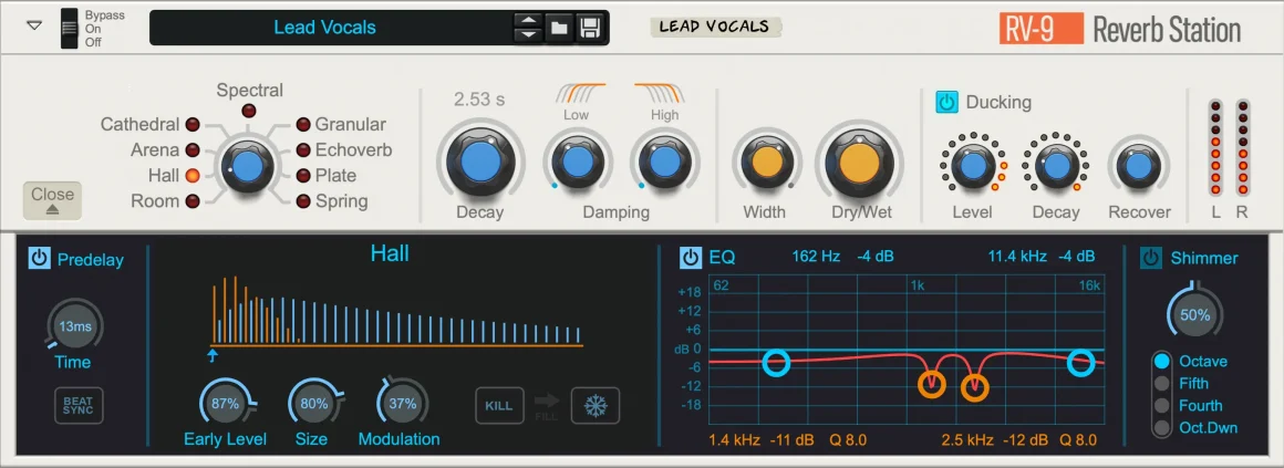 Reason 14: novedades, workflow y el cambio que por fin necesitaba esta DAW 5 Reason 14 RV-9 Reverb Station interfaz del nuevo plugin de reverb con modos granular y spectral
