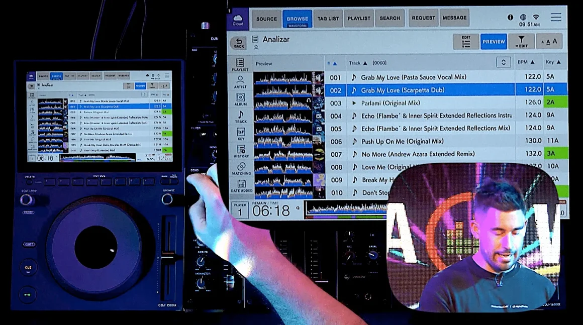 AlphaTheta CDJ-1500X: así es el nuevo reproductor DJ que incorpora CoBeat y funciones heredadas del CDJ-3000X 10 AlphaTheta CDJ-1500X mostrando el navegador avanzado con función Preview para preescuchar pistas antes de cargarlas.