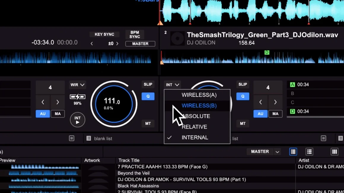 rekordbox 7.2.16 añade soporte para Phase HID y completa la integración con las últimas novedades de AlphaTheta 2 Modo WIRELESS de Phase HID en rekordbox 7.2.16 mostrando la nueva integración inalámbrica con giradiscos